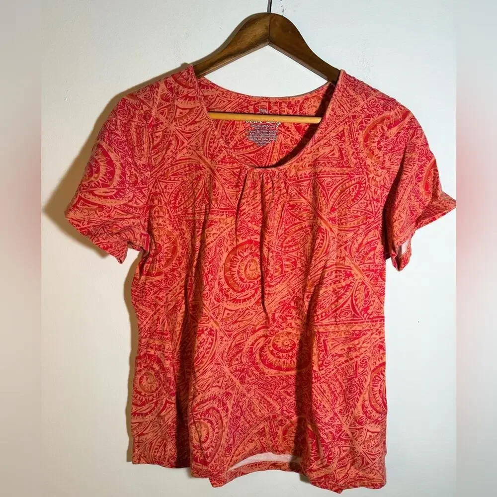 Women's Orange Patterned Top